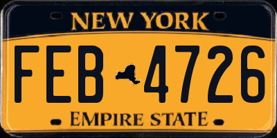 NY license plate FEB4726