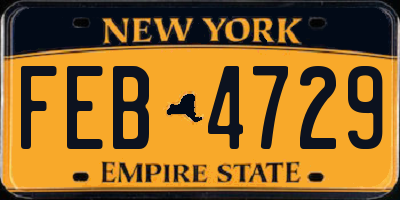 NY license plate FEB4729