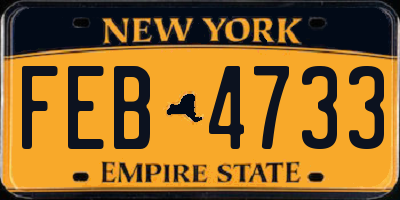 NY license plate FEB4733