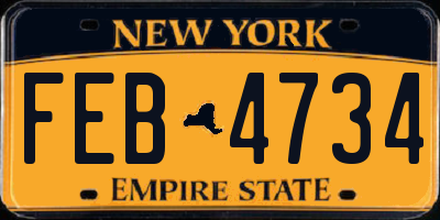 NY license plate FEB4734
