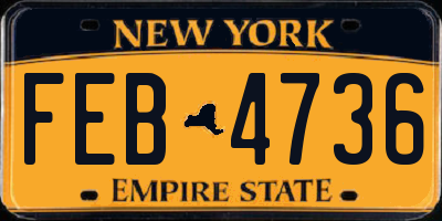 NY license plate FEB4736