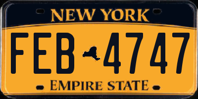 NY license plate FEB4747