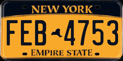 NY license plate FEB4753