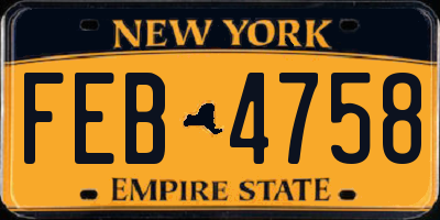 NY license plate FEB4758