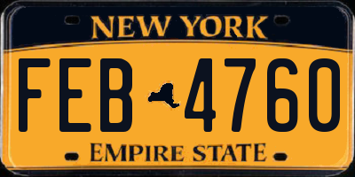 NY license plate FEB4760