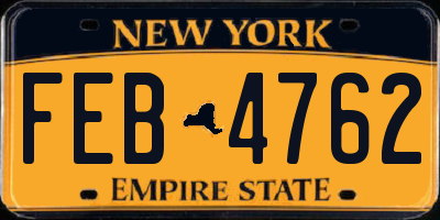 NY license plate FEB4762