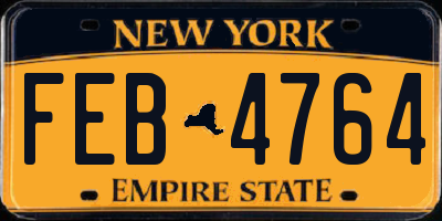 NY license plate FEB4764