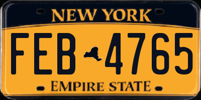 NY license plate FEB4765