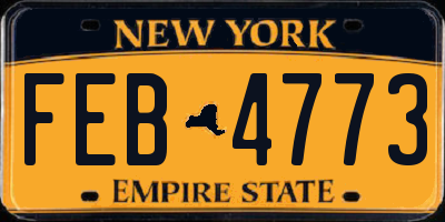 NY license plate FEB4773