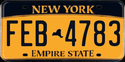 NY license plate FEB4783