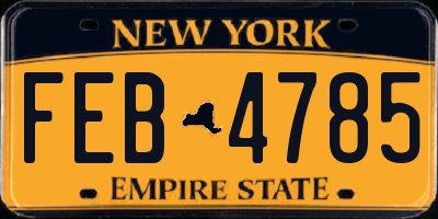 NY license plate FEB4785