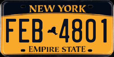 NY license plate FEB4801