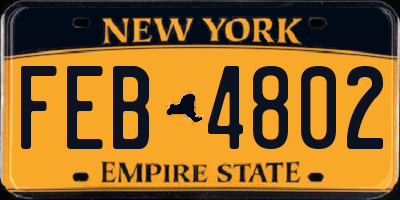 NY license plate FEB4802