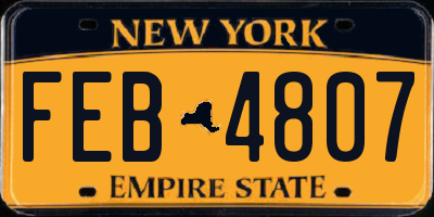NY license plate FEB4807