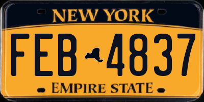 NY license plate FEB4837