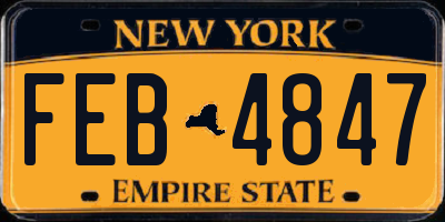 NY license plate FEB4847