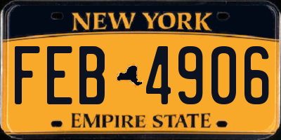NY license plate FEB4906