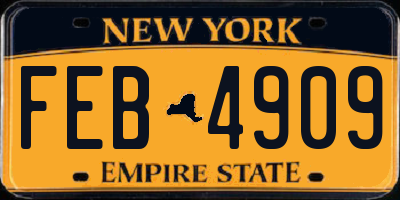 NY license plate FEB4909
