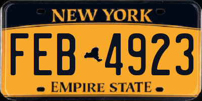 NY license plate FEB4923