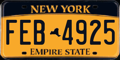NY license plate FEB4925