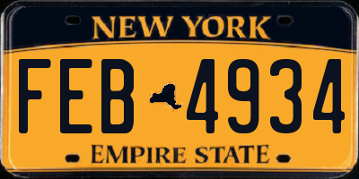 NY license plate FEB4934