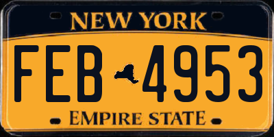 NY license plate FEB4953