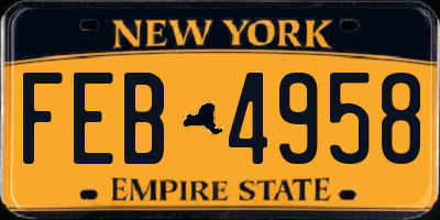 NY license plate FEB4958