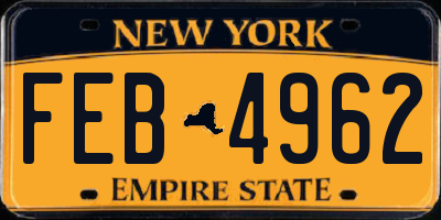 NY license plate FEB4962