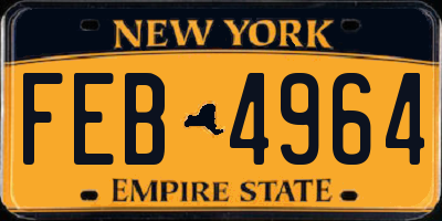 NY license plate FEB4964
