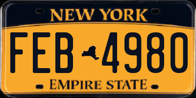 NY license plate FEB4980