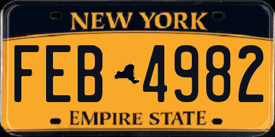 NY license plate FEB4982