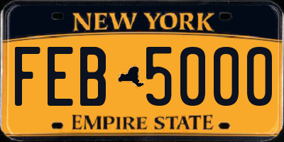 NY license plate FEB5000