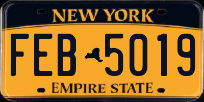 NY license plate FEB5019