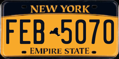 NY license plate FEB5070
