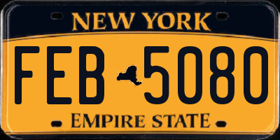 NY license plate FEB5080