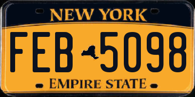 NY license plate FEB5098