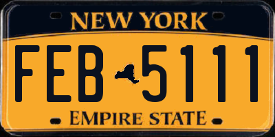 NY license plate FEB5111