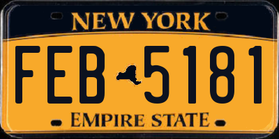 NY license plate FEB5181