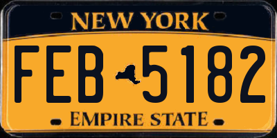 NY license plate FEB5182