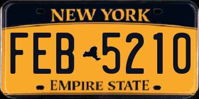 NY license plate FEB5210