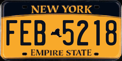 NY license plate FEB5218