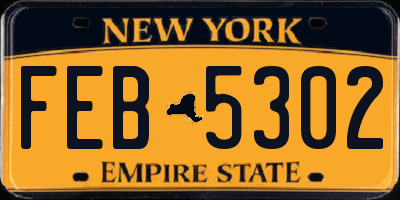 NY license plate FEB5302