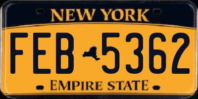 NY license plate FEB5362