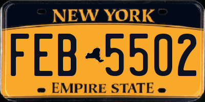 NY license plate FEB5502
