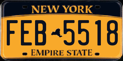 NY license plate FEB5518