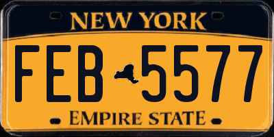 NY license plate FEB5577