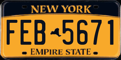 NY license plate FEB5671