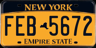 NY license plate FEB5672