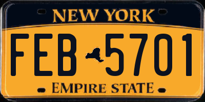 NY license plate FEB5701