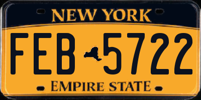 NY license plate FEB5722